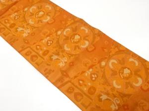 切りばめ風　花更紗模様織り出し　袋帯